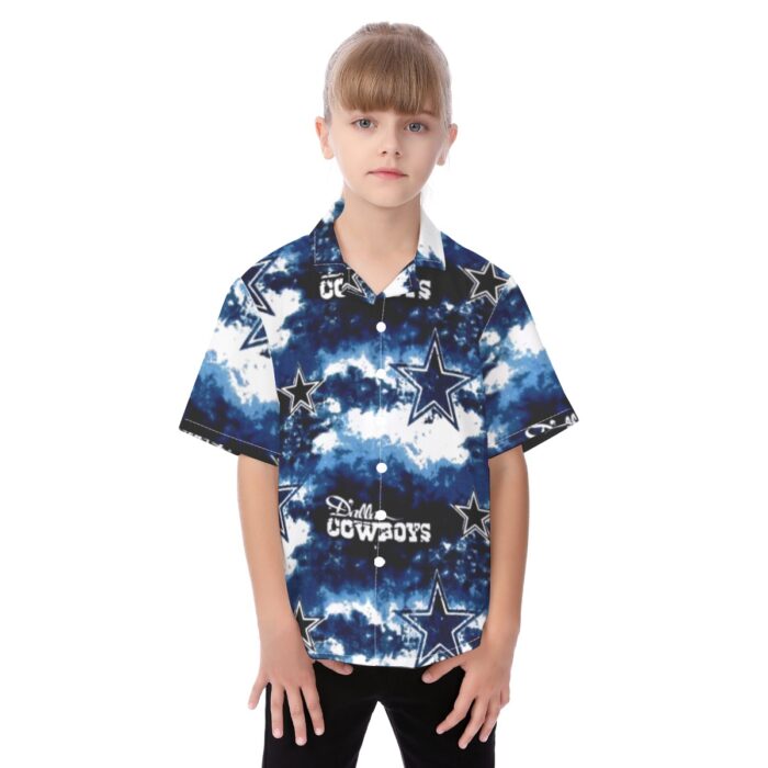 Dallas Cowboys Zubaz All-Over Print Kid's Hawaiian Vacation Shirt - Image 4