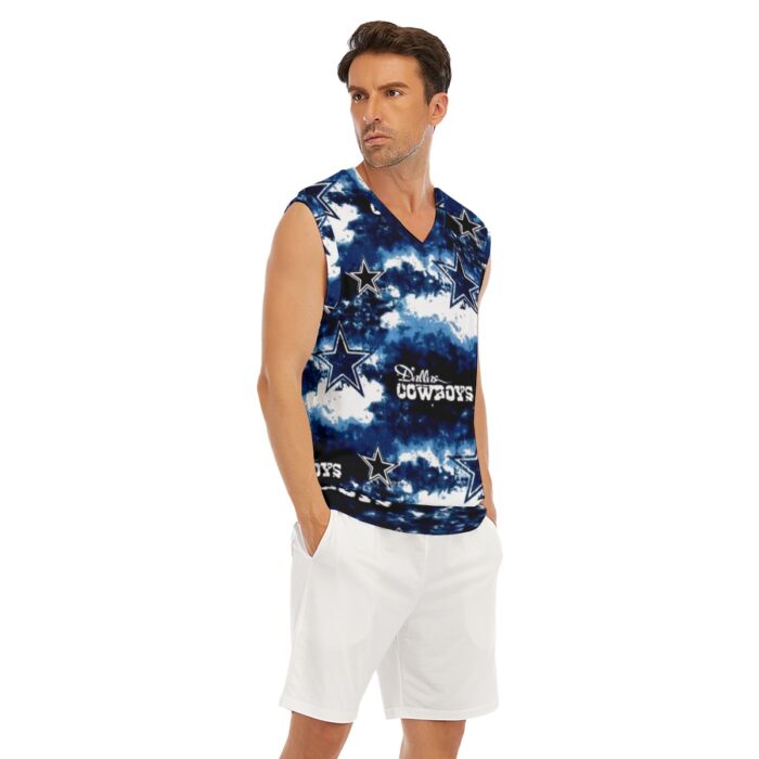 Dallas Cowboys Zubaz All-Over Print Men's Imitation Knitted V-neck Vest - Image 6