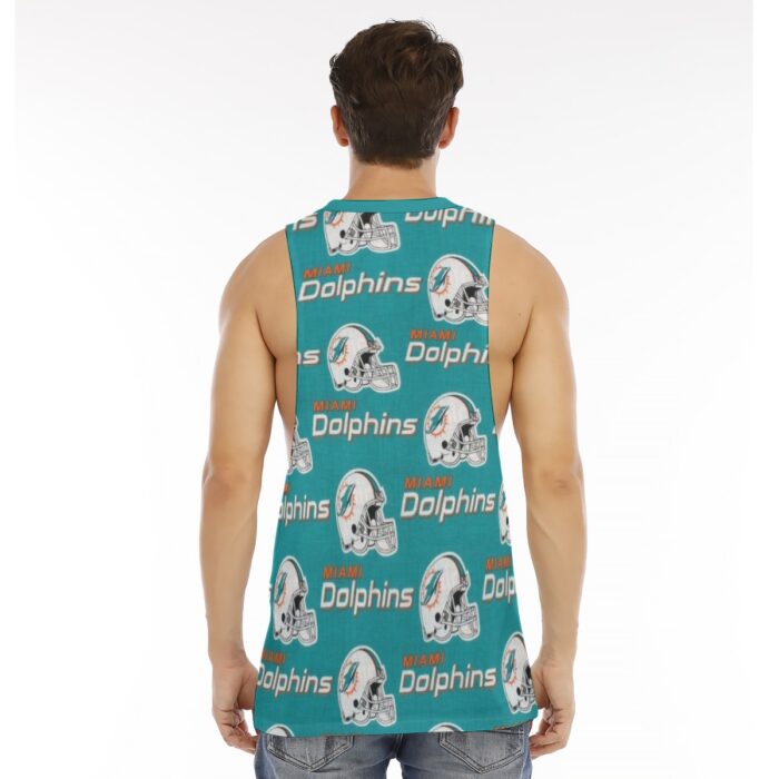 Miami Dolphins Zubaz All-Over Print Men's O-neck Long Tank Top - Image 4
