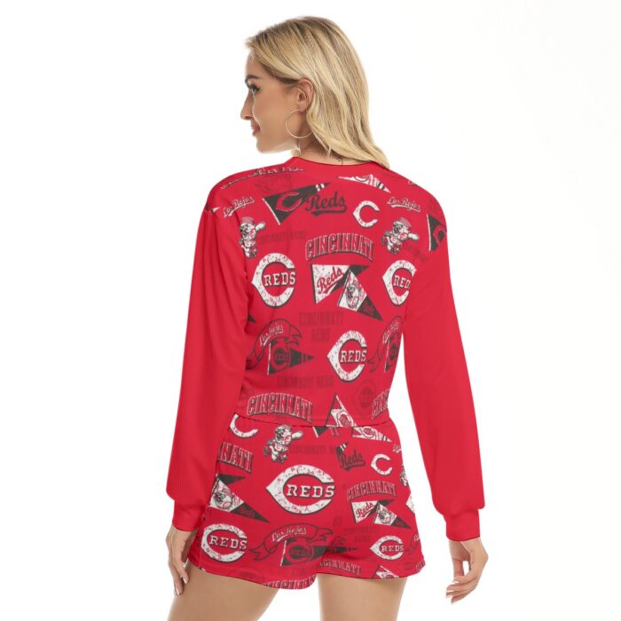 Cincinnati Reds Women's Short Sweatshirt And Pants Suit - Image 4