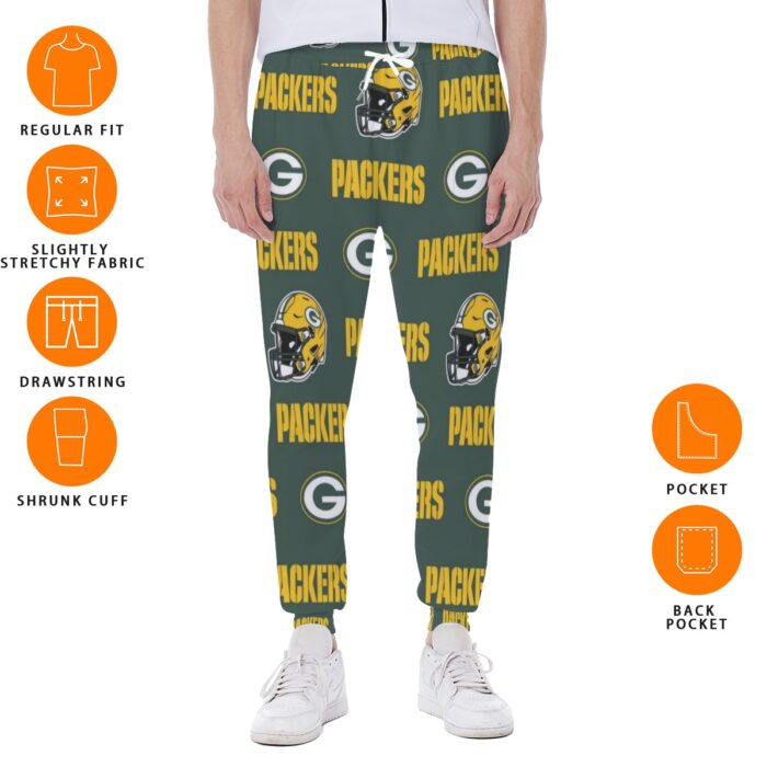 Green Bay Packers All-Over Print Men's Sweatpants - Image 2
