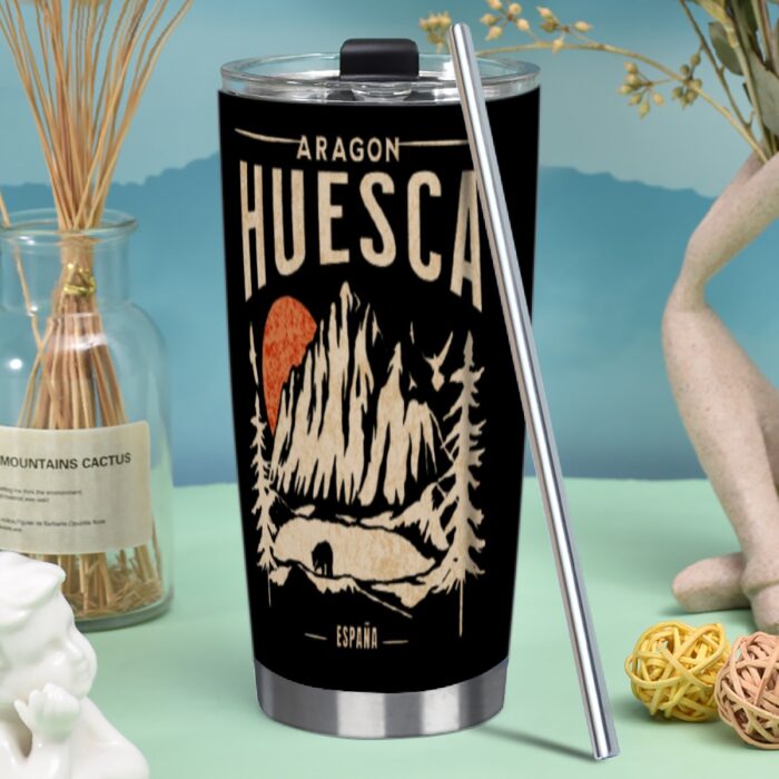Huesca Aragón Pirineos Vaso de 20 oz con pajita – Hidratación con estilo y esencia pirenaica - Image 1