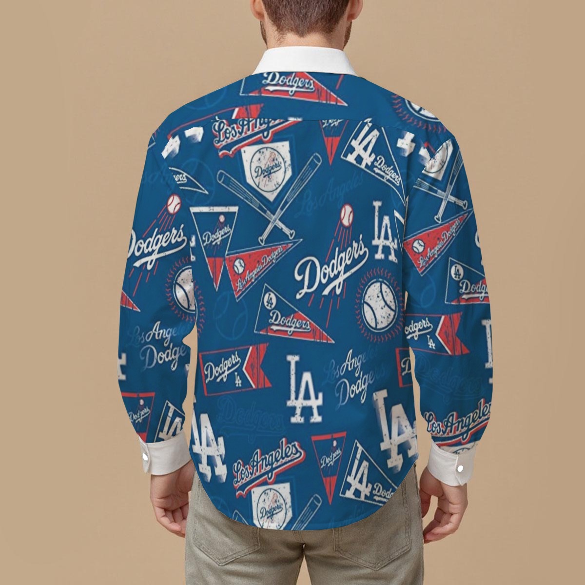 Los Angeles Dodgers Men's Slim Fit Long Sleeve Shirt - Image 2