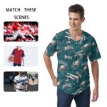 Philadelphia Eagles Zubaz All-Over Print Men's Short Sleeve Baseball Jersey - Image 4