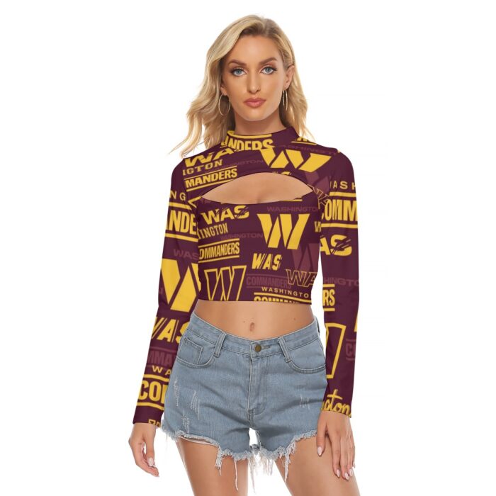 Washington Commanders Women's Hollow Chest Keyhole Tight Crop Top - Image 1