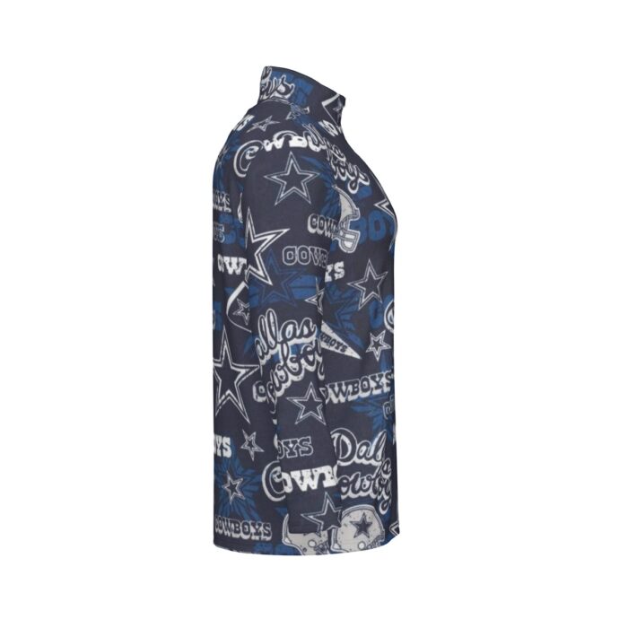 Dallas Cowboys Zubaz All-Over Print Men's Sports Collar Jersey With Long Sleeve| Interlock - Image 3