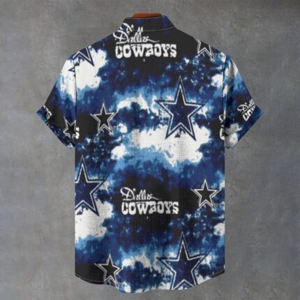Dallas Cowboys Zubaz All-Over Print Men's Stand Collar Shirt|110GSM Imitation Flax