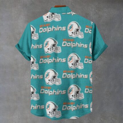 Miami Dolphins Zubaz All-Over Print Men's Stand Collar Shirt|110GSM Imitation Flax