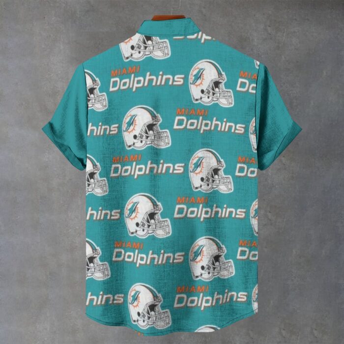 Miami Dolphins Zubaz All-Over Print Men's Stand Collar Shirt|110GSM Imitation Flax - Image 1