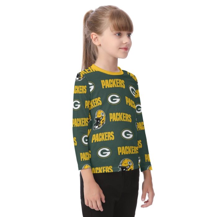 Green Bay Packers All-Over Print Kid's O-neck Long Sleeve T-shirt - Image 4