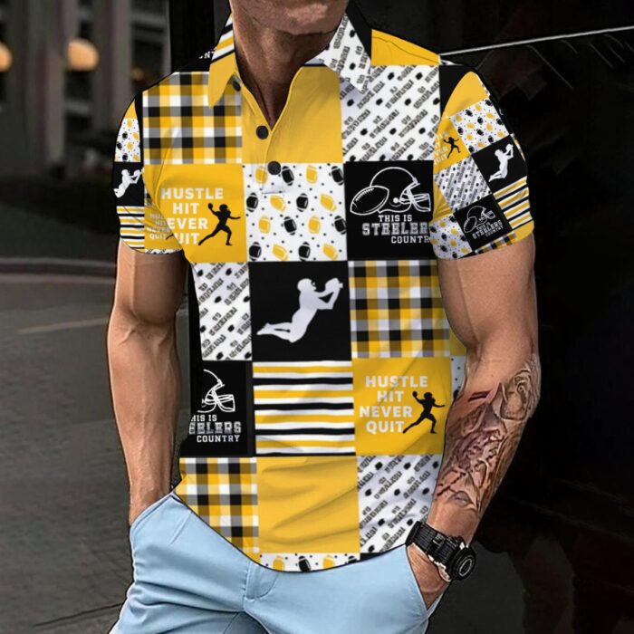 Pittsburgh Steelers All-Over Print Men’s Basic Polo Shirt - Image 3