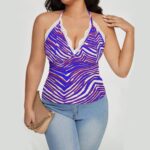 Buffalo Bills Zubaz All-Over Print Women's Lace-Trimmed Tie-Back Top - Image 2