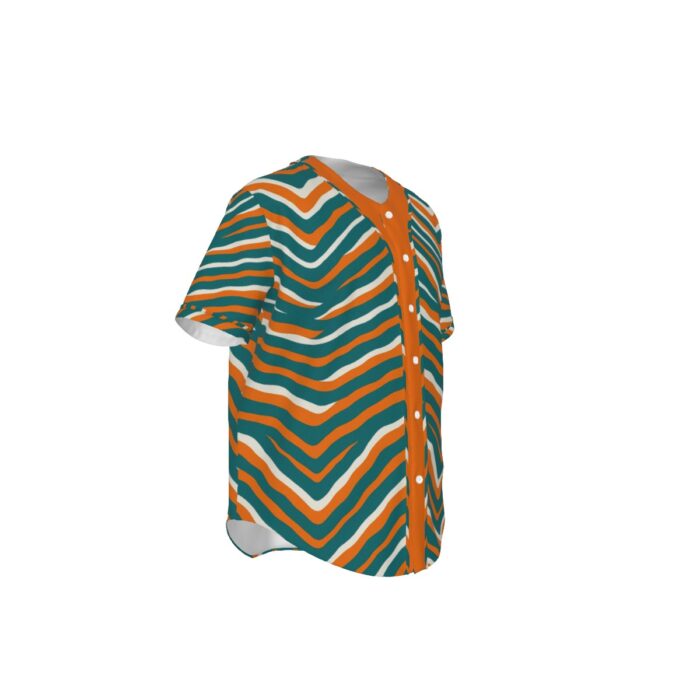 Miami Dolphins Zubaz All-Over Print Men's Short Sleeve Baseball Jersey With Pinstripes - Image 3