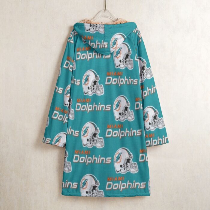 Miami Dolphins Zubaz All-Over Print Men's Horn Button Long Fleece Windbreaker - Image 2