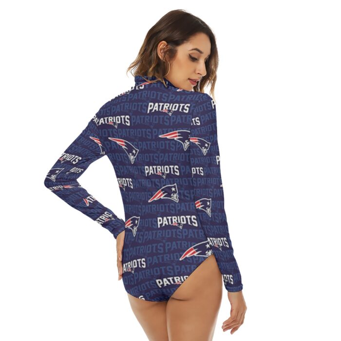 New England Patriots Zubaz All-Over Print Women's Turtleneck Long Sleeve Bodysuit - Image 2