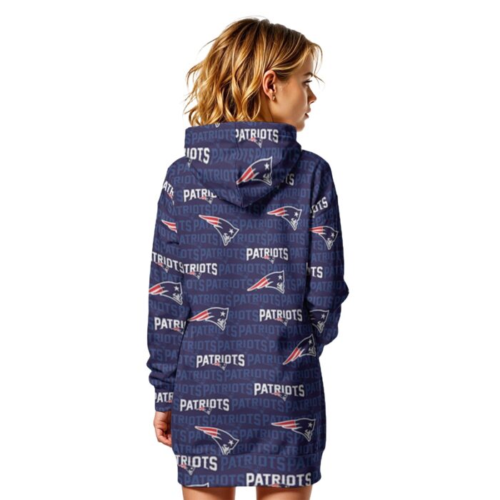 New England Patriots All-Over Print Women's Heavy Fleece Long Hoodie - Image 2