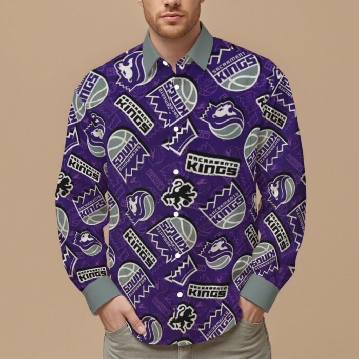 Sacramento Kings Men's Slim Fit Long Sleeve Shirt - Image 1