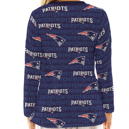 New England Patriots Zubaz All-Over Print Women's Loose V-Neck T-Shirt With Long Sleeve