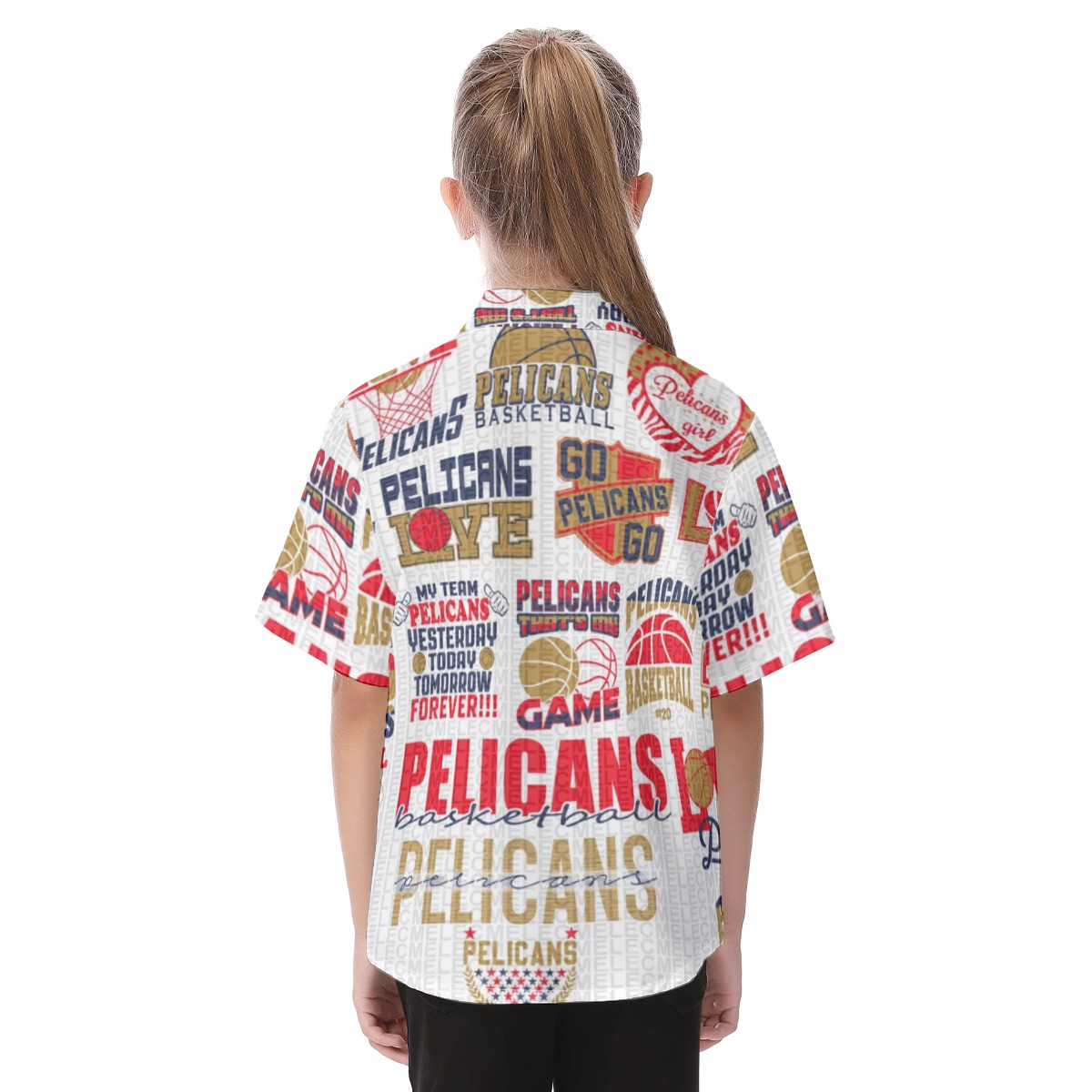New Orleans Pelicans Kid's Hawaiian Vacation Shirt - Image 4