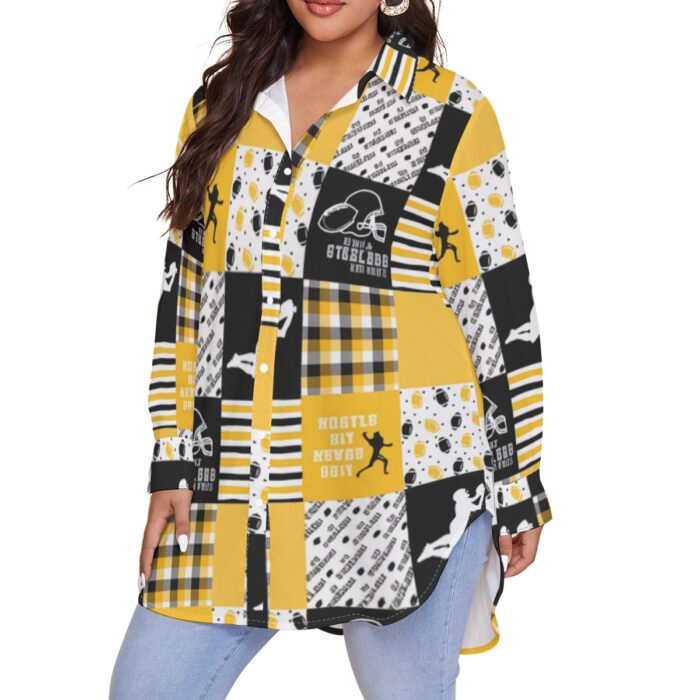 Pittsburgh Steelers Zubaz All-Over Print Women's Shirt With Long Sleeve(Plus Size) - Image 2