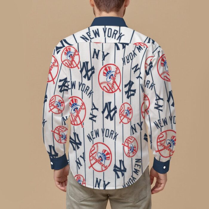 New York Yankees Men's Slim Fit Long Sleeve Shirt - Image 2