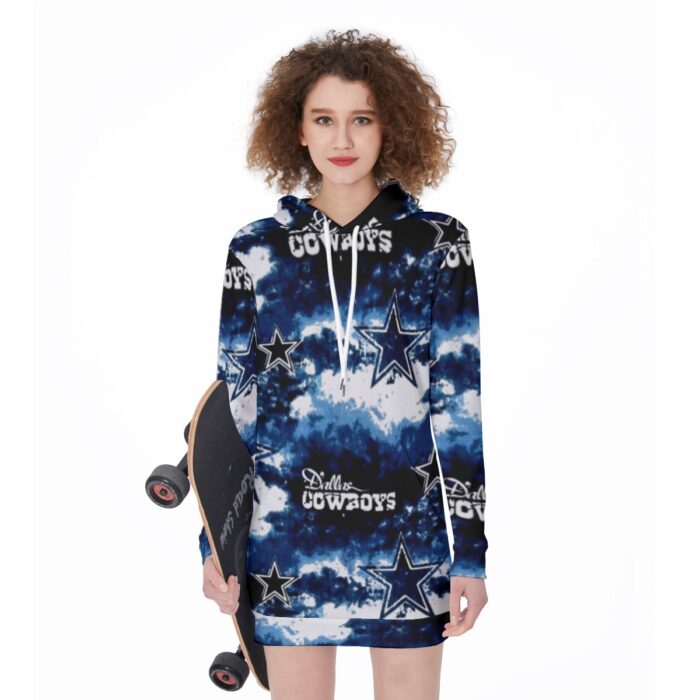Dallas Cowboys Zubaz All-Over Print Women's Long Hoodie - Image 3