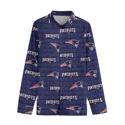 New England Patriots All-Over Print Men's Lapel Collar Shirt With Concealed Placket |115GSM Cotton poplin