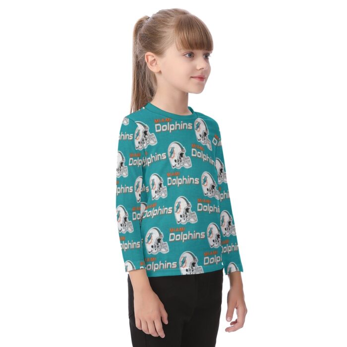 Miami Dolphins Zubaz All-Over Print Kid's O-neck Long Sleeve T-shirt - Image 2