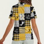 Pittsburgh Steelers All-Over Print Women's Zip Polo Shirt With Short Sleeve - Image 2