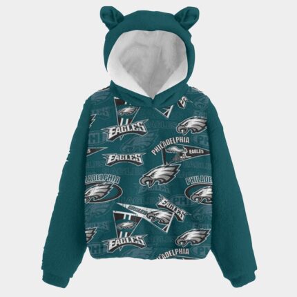 Philadelphia Eagles Zubaz All-Over Print Kid’s Borg Fleece Sweatshirt With Ear