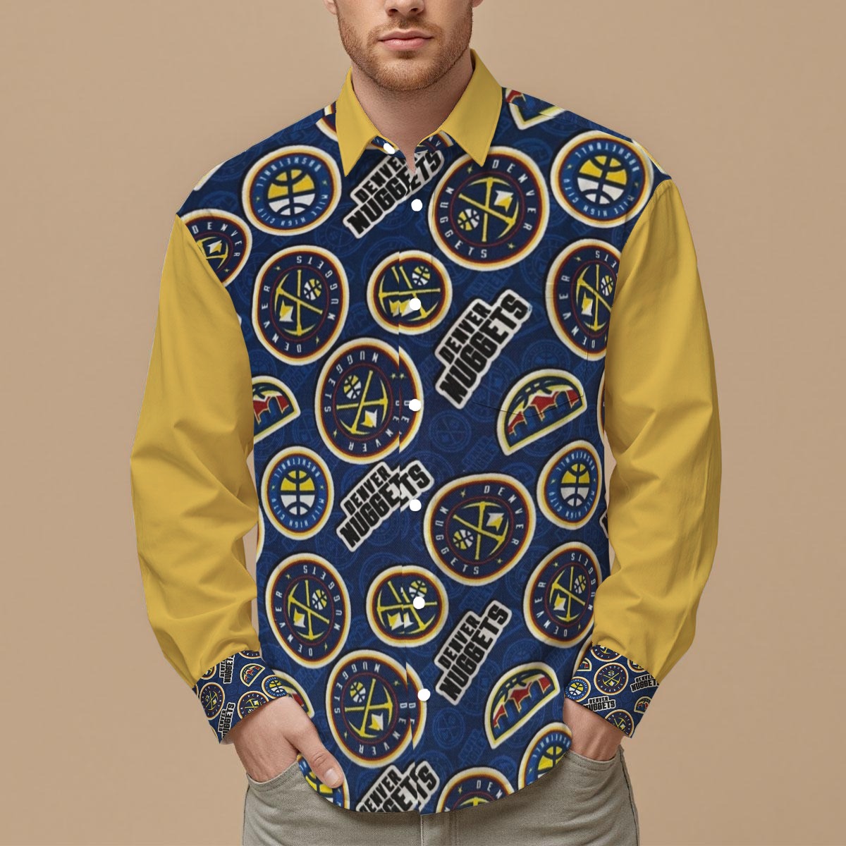 Denver Nuggets Men's Slim Fit Long Sleeve Shirt