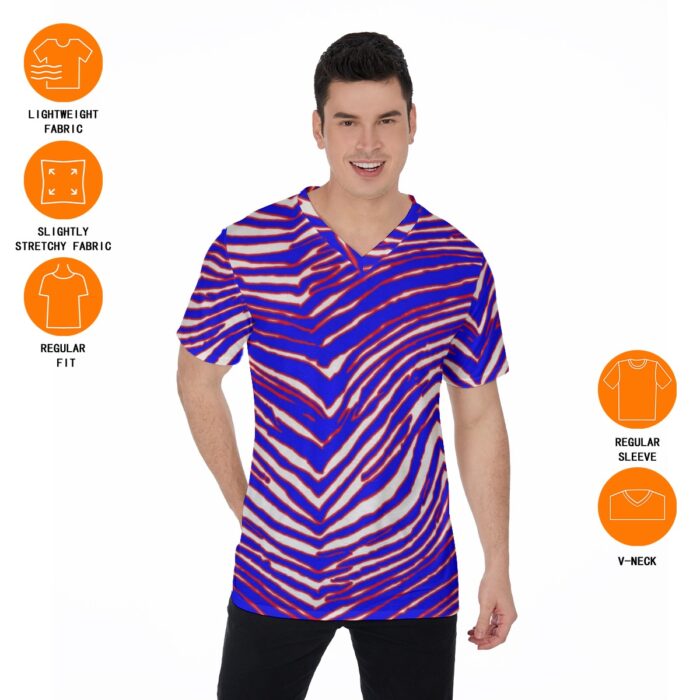 Buffalo Bills Zubaz All-Over Print V-Neck T-Shirt - Image 3
