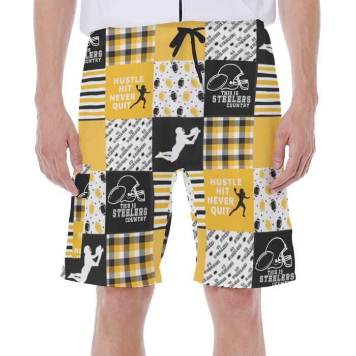 Pittsburgh Steelers Zubaz All-Over Print Men's Beach Shorts With Side Pocket - Image 4
