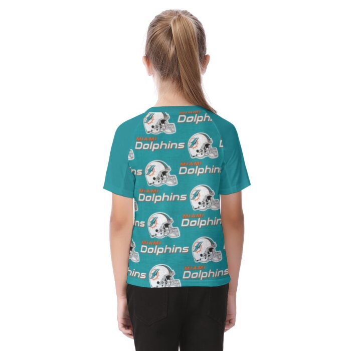 Miami Dolphins Zubaz All-Over Print Kid's Raglan Sleeve T-shirt - Image 1