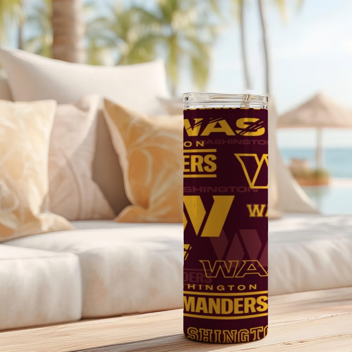 Washington Commanders Skinny Tumbler Stainless Steel with Lids 20OZ - Image 2