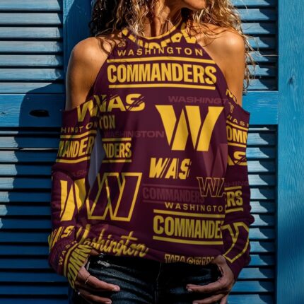 Washington Commanders Redskins Women's Cold Shoulder Sweatirt