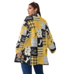 Pittsburgh Steelers All-Over Print Unisex Borg Fleece Stand-up Collar Coat With Zipper Closure(Plus Size) - Image 3