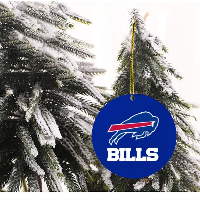 Buffalo Bills Zubaz Round Christmas Tree Decoration Ornaments | Wooden - Image 2
