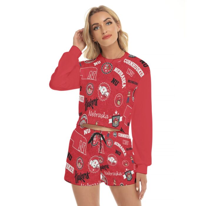 Nebraska Lincoln Cornhuskers Women's Short Sweatshirt And Pants Suit - Image 1