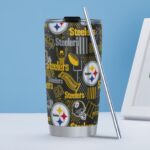 Pittsburgh Steelers Zubaz Tumbler 20oz (with Straw) - Image 2