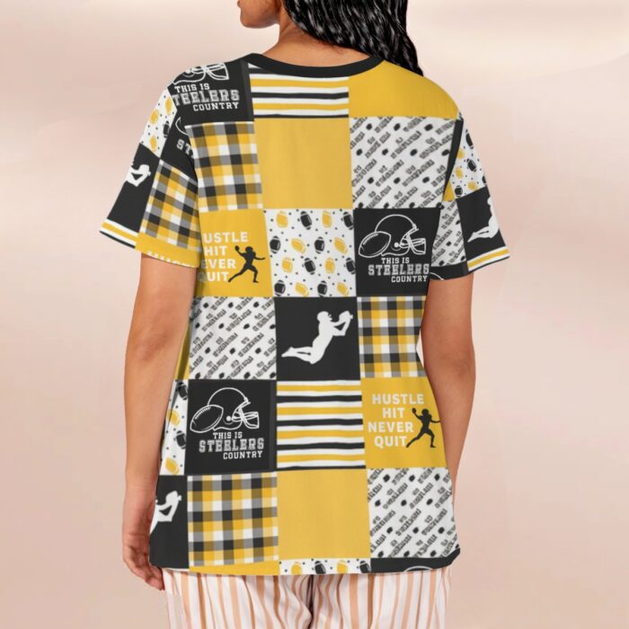 Pittsburgh Steelers All-Over Print Women's Loose V-Neck Short-Sleeve T-Shirt - Image 1