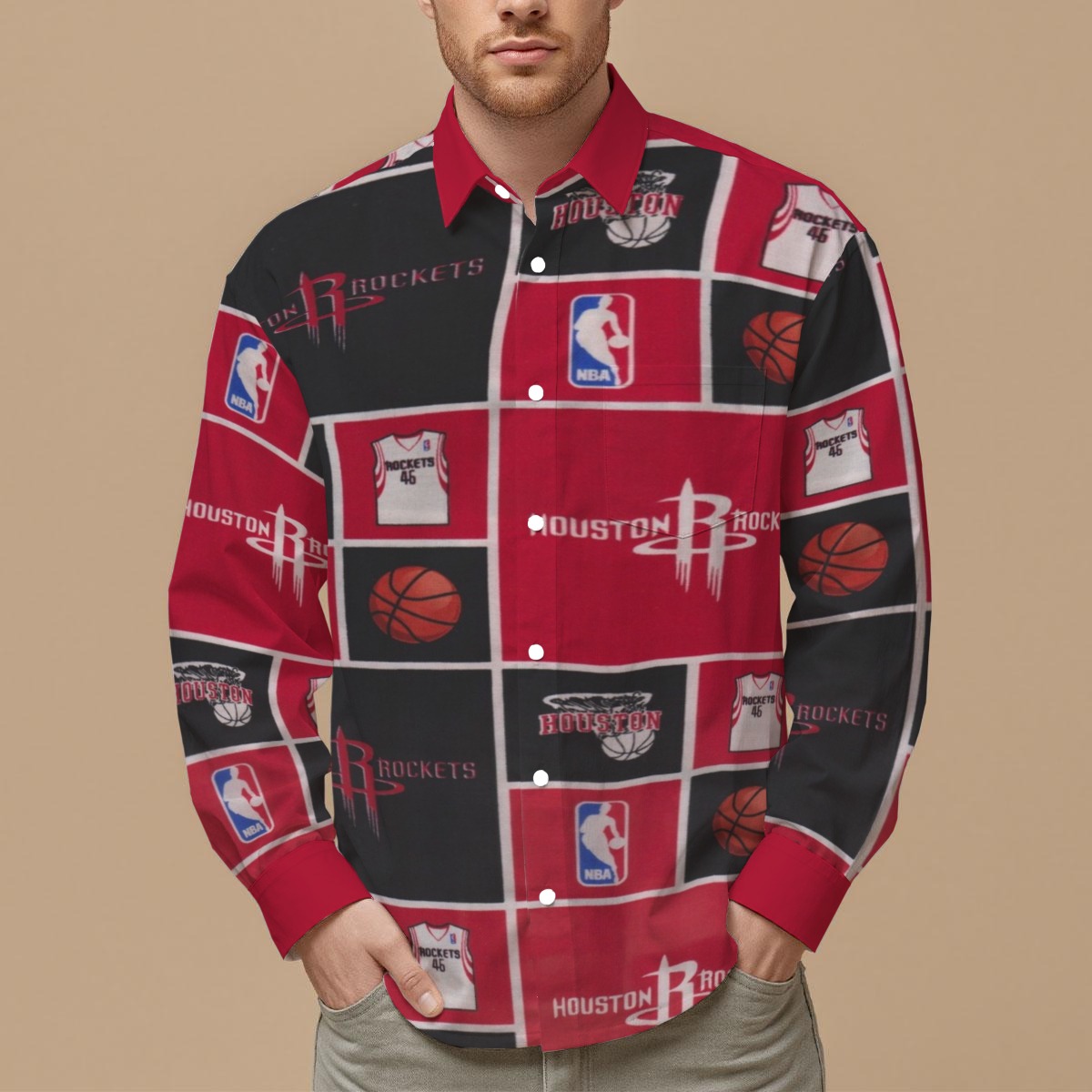 Houston Rockets Men's Slim Fit Long Sleeve Shirt