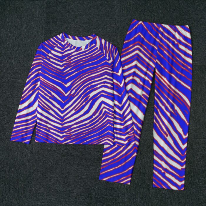 Buffalo Bills Zubaz All-Over Print Men's Raglan Sleeve Pajamas With Wide Ankles - Image 3