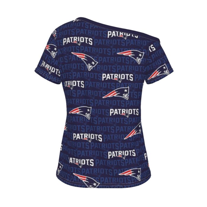 New England Patriots Zubaz All-Over Print Women's Off-Shoulder T-shirt - Image 2