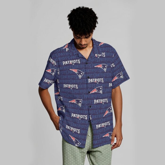 New England Patriots All-Over Print Men's Hawaiian Shirt With Button Closure - Image 3