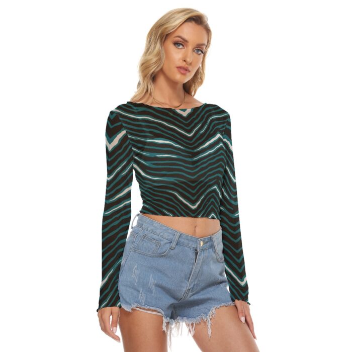 Philadelphia Eagles Zubaz All-Over Print Women's Mesh Long Sleeves T-shirt - Image 2