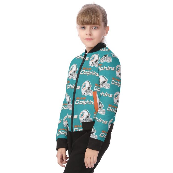 Miami Dolphins Zubaz All-Over Print Kid's Bomber Jacket - Image 3