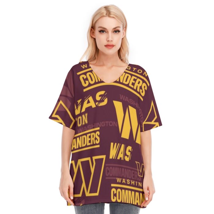 Washington Commanders Women's Bat Sleeves Blouse | 190GSM Cotton - Image 1