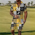 Pittsburgh Steelers All-Over Print Men's Polo Sportswear Set - Image 2