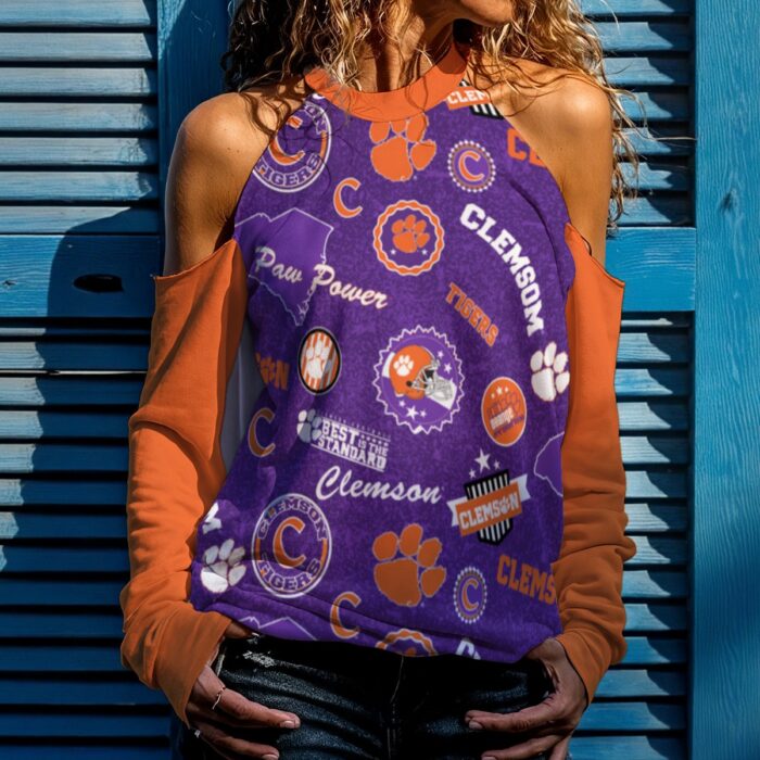 Clemson  - Tigers Women's Cold Shoulder Sweatirt - Image 1